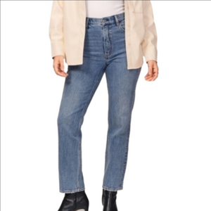 Abercrombie & Fitch Curve Love The Ankle Straight Ultra High Rise Med Wash Jean